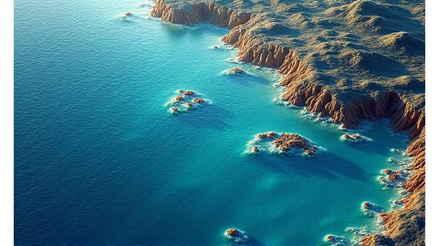 Carte marine 3D détaillée des fonds marins